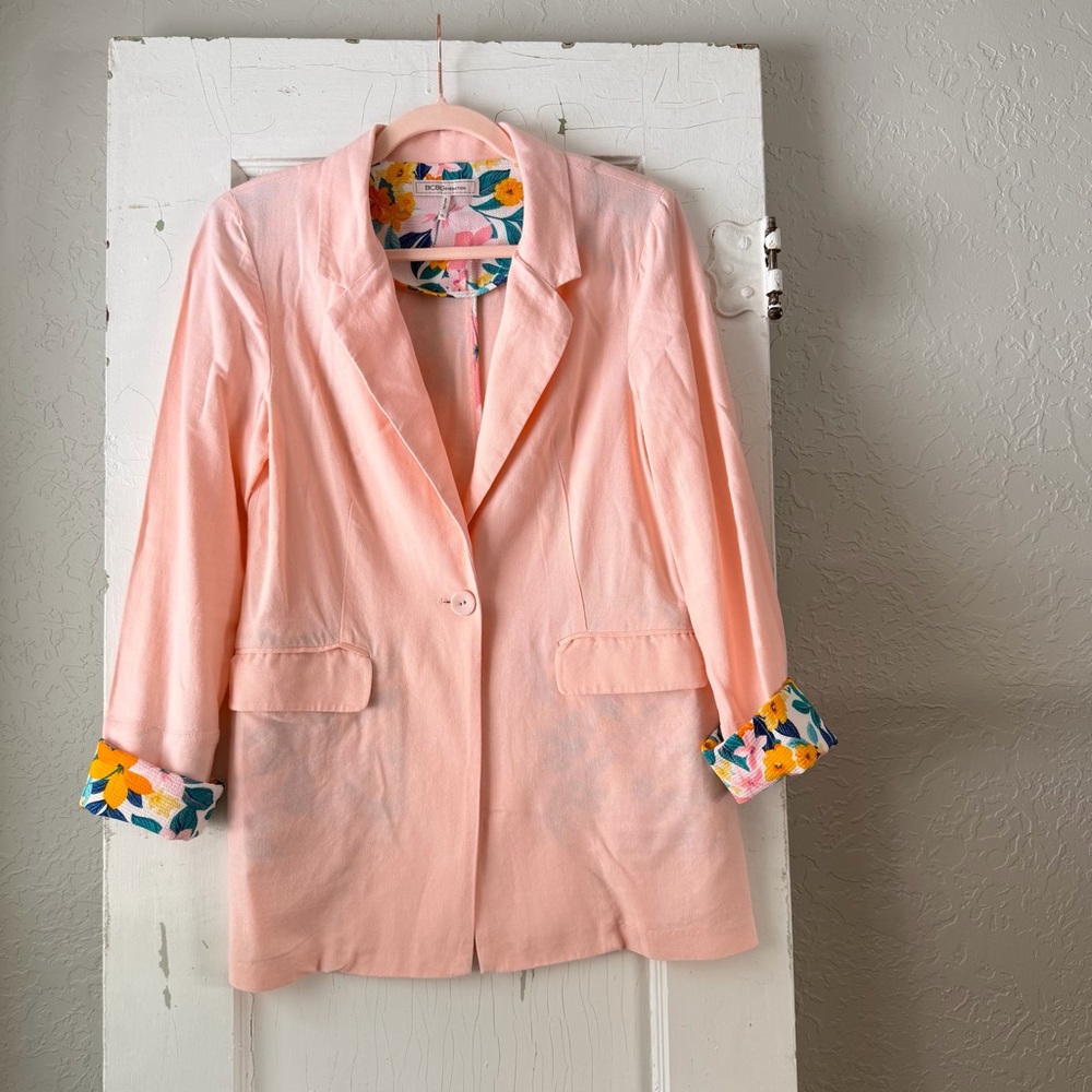BCBGeneration Light‎ Pink Blazer with Floral Accents